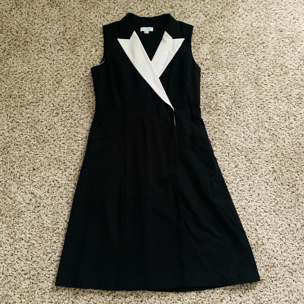 Calvin Klein Black and White Sleeveless Dress